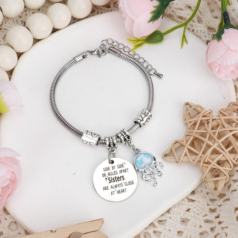 EGHTvmok Sister Birthday Gifts Christmas Mothers Day Sisters Graduation Valentines Bracelet Sunflower,Butterfly,Elephant - Image 3